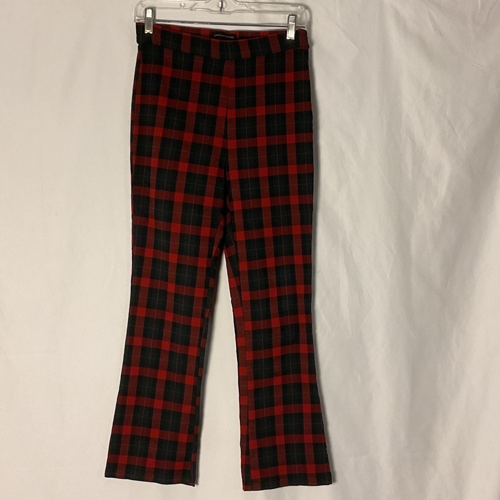 Urban Outfitters Leila red & green plaid cropped flare pants size 6